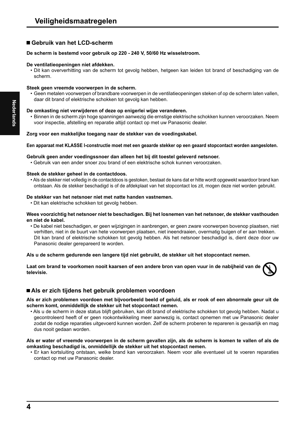 Veiligheidsmaatregelen | Panasonic TH42LF5E User Manual | Page 16 / 48