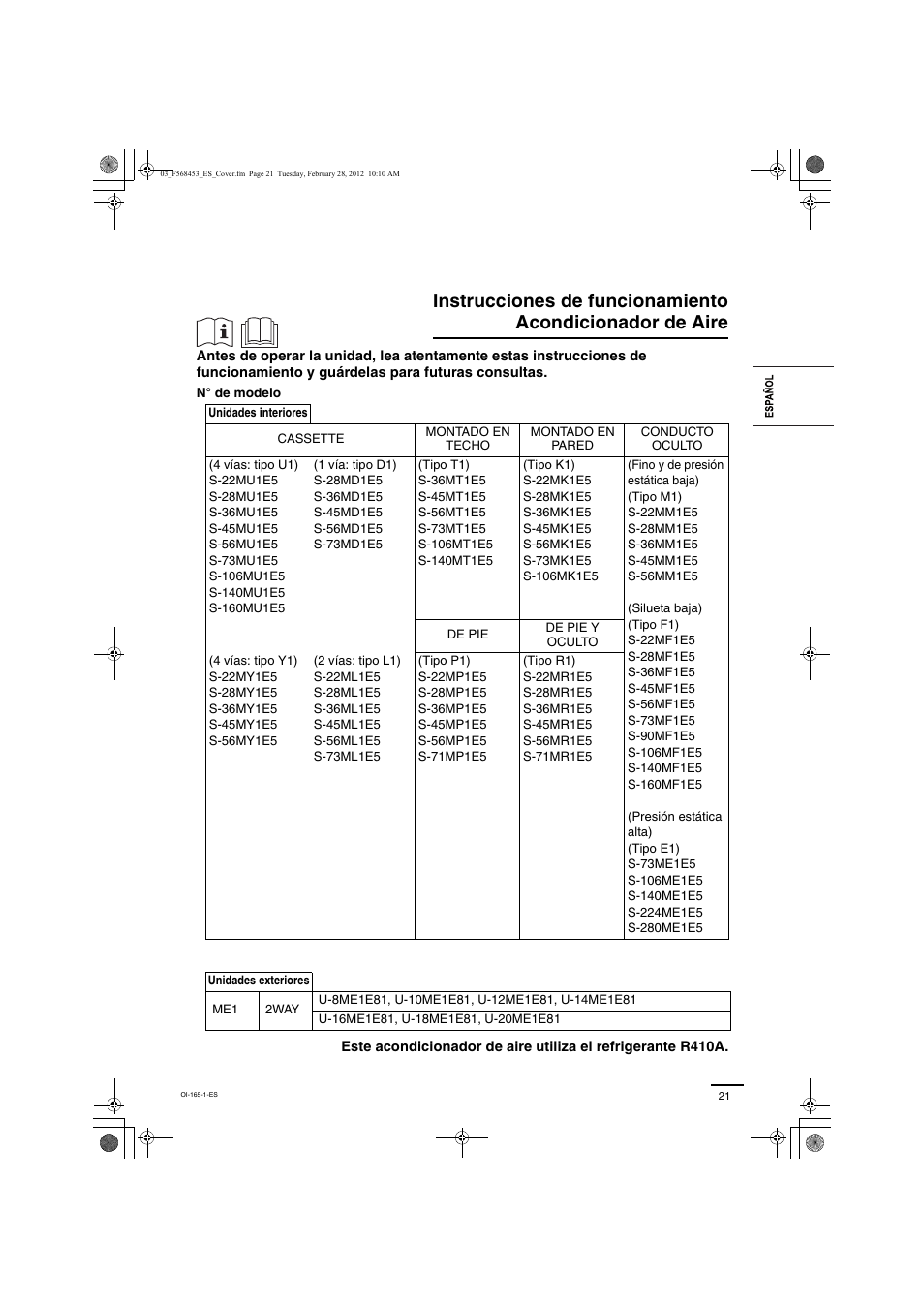Panasonic U16ME1E81 User Manual | 21 pages