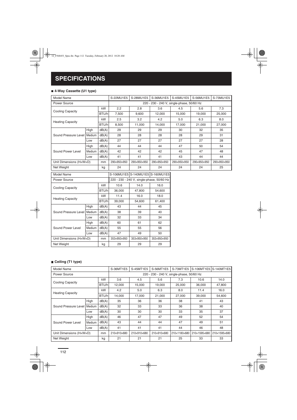 Specifications | Panasonic U16ME1E81 User Manual | Page 11 / 21