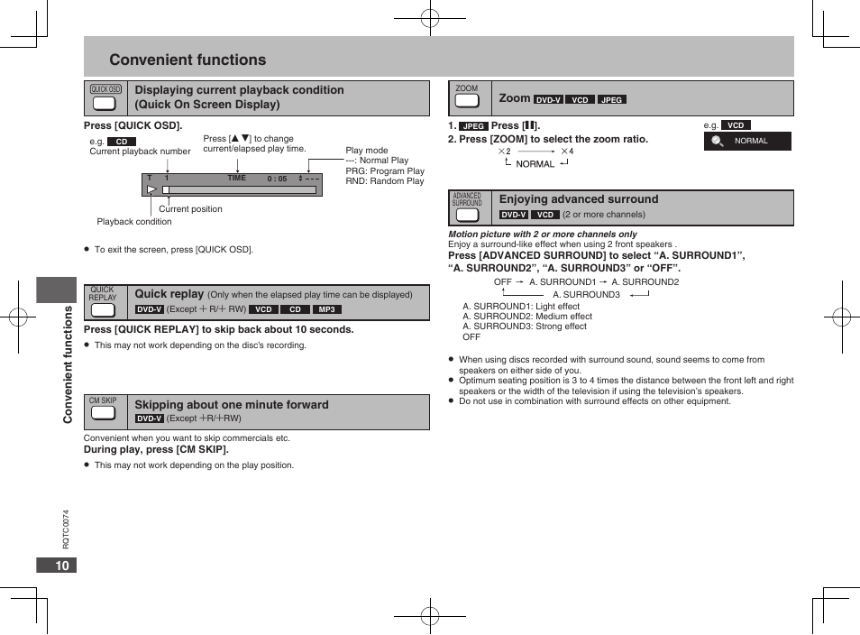 Convenient functions | Panasonic DVDS1 User Manual | Page 10 / 20