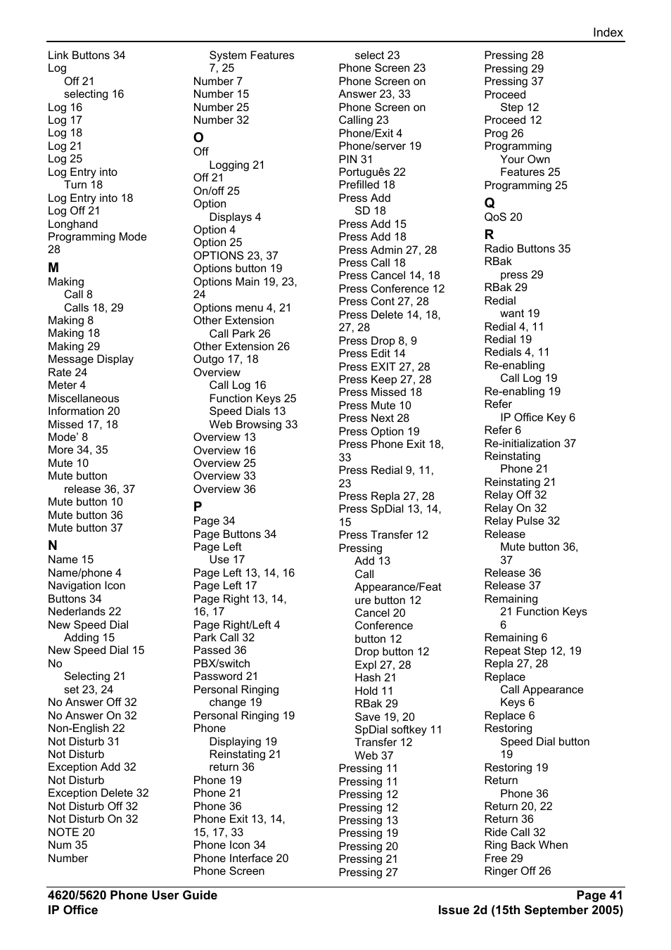 Avaya 5620 User Manual | Page 41 / 44