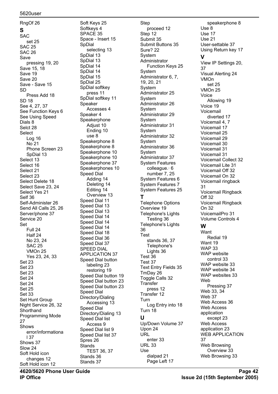 Avaya 5620 User Manual | Page 42 / 44