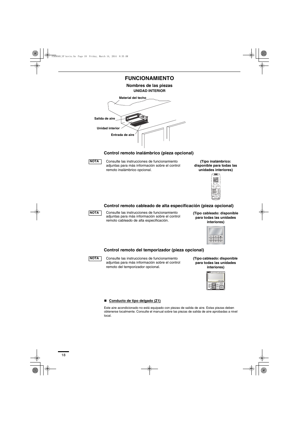 Funcionamiento | Panasonic S73MZ1H4A User Manual | Page 18 / 68