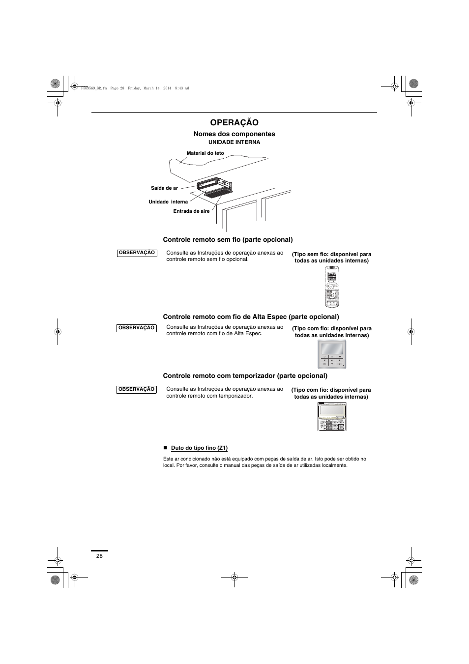 Operação | Panasonic S73MZ1H4A User Manual | Page 28 / 68