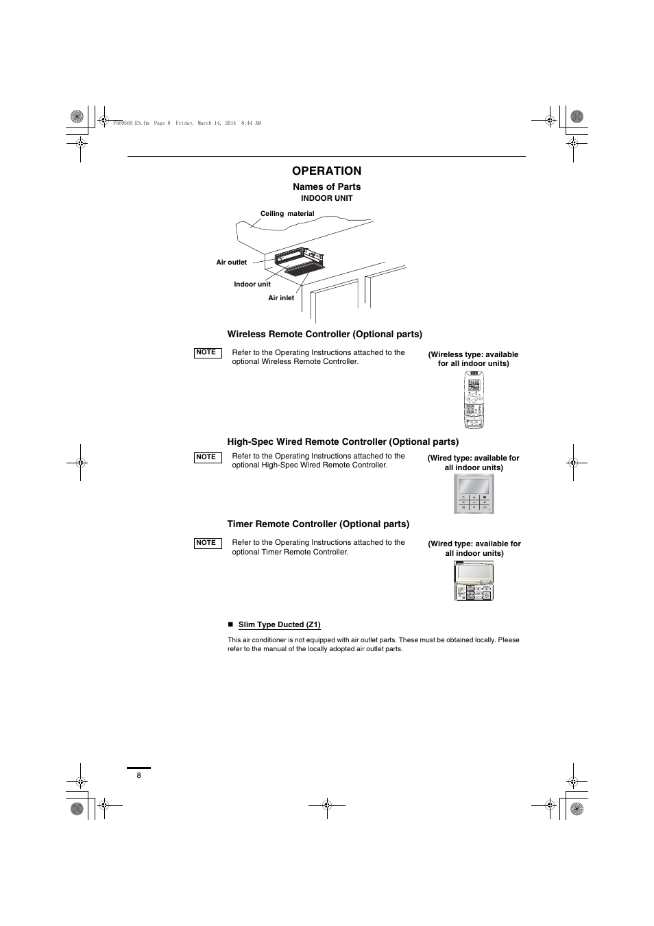 Operation | Panasonic S73MZ1H4A User Manual | Page 8 / 68