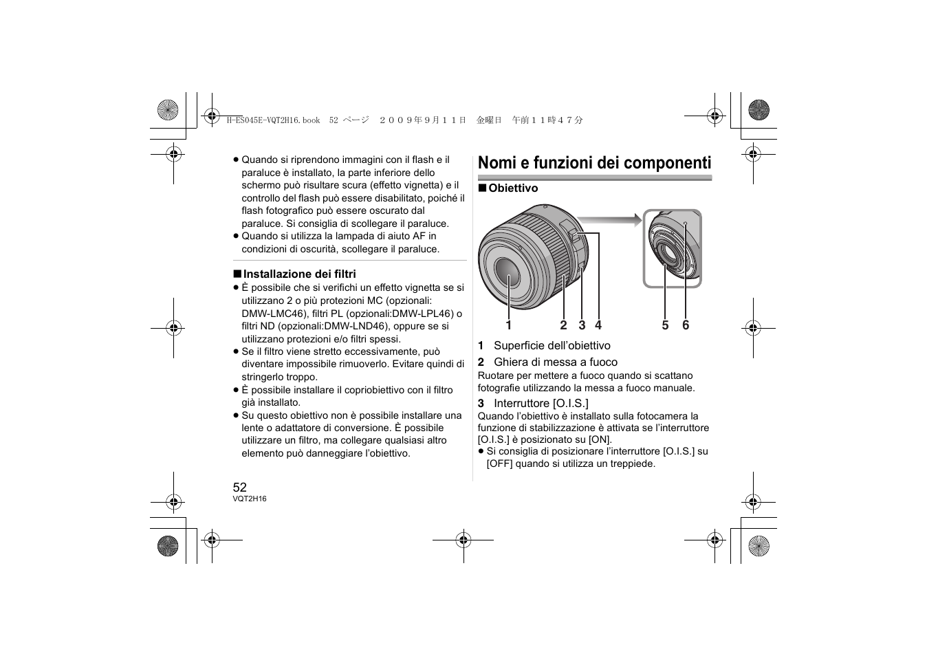 Nomi e funzioni dei componenti | Panasonic HES045E User Manual | Page 52 / 80