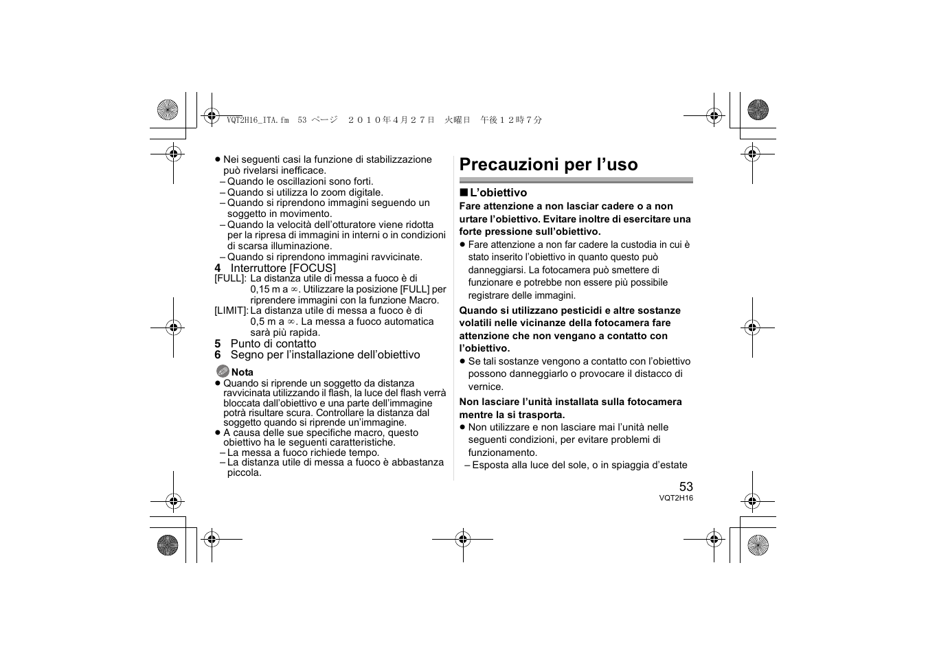 Precauzioni per l’uso | Panasonic HES045E User Manual | Page 53 / 80