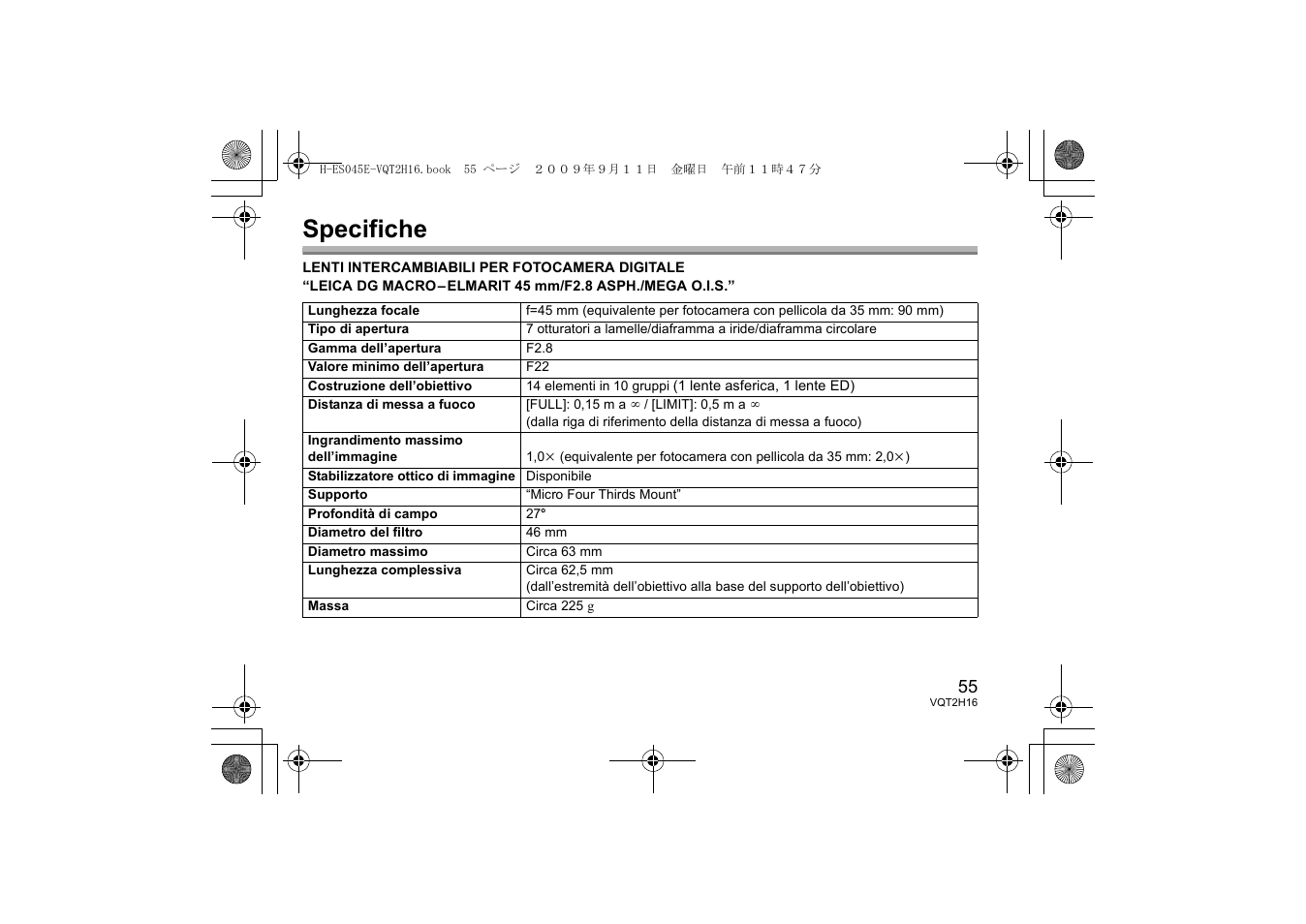 Specifiche | Panasonic HES045E User Manual | Page 55 / 80