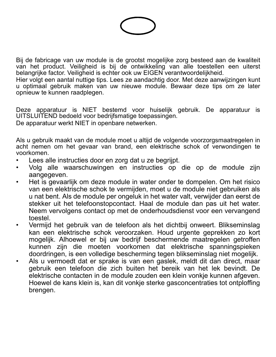Belangrijke veiligheidsvoorschriften, Waarschuwing, Gebruik | Avaya one-X Gigabit Ethernet Adapter User Manual | Page 12 / 40