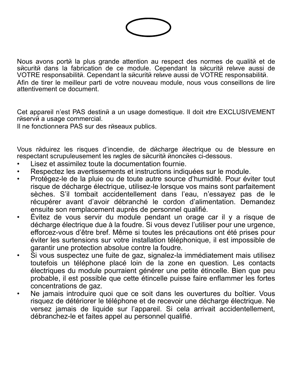 Consignes de sécurité, Avertissement, Conseils d’utilisation | Fr-ca | Avaya one-X Gigabit Ethernet Adapter User Manual | Page 22 / 40