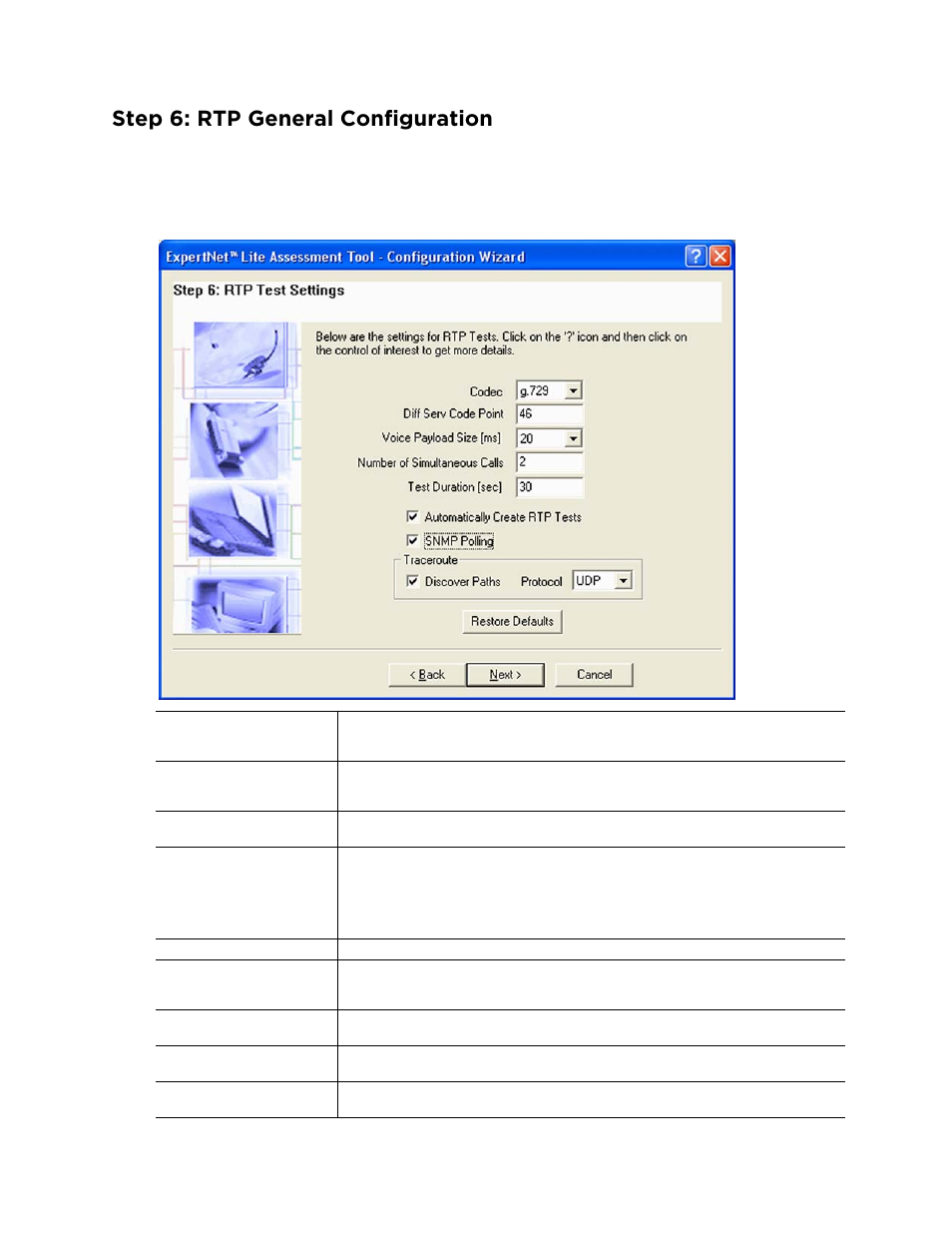 Step 6: rtp general configuration | Avaya ExpertNet Lite Assessment Tool ELAT User Manual | Page 15 / 47