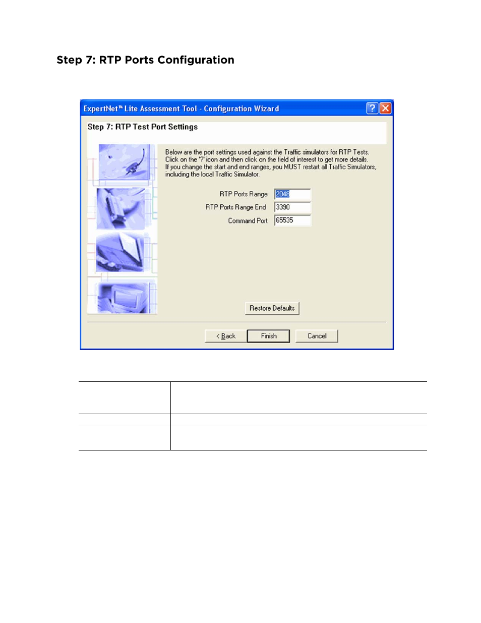 Step 7: rtp ports configuration | Avaya ExpertNet Lite Assessment Tool ELAT User Manual | Page 16 / 47
