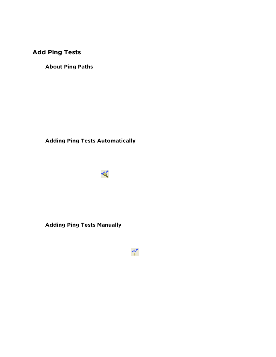Add ping tests, About ping paths, Adding ping tests automatically | Adding ping tests manually | Avaya ExpertNet Lite Assessment Tool ELAT User Manual | Page 20 / 47
