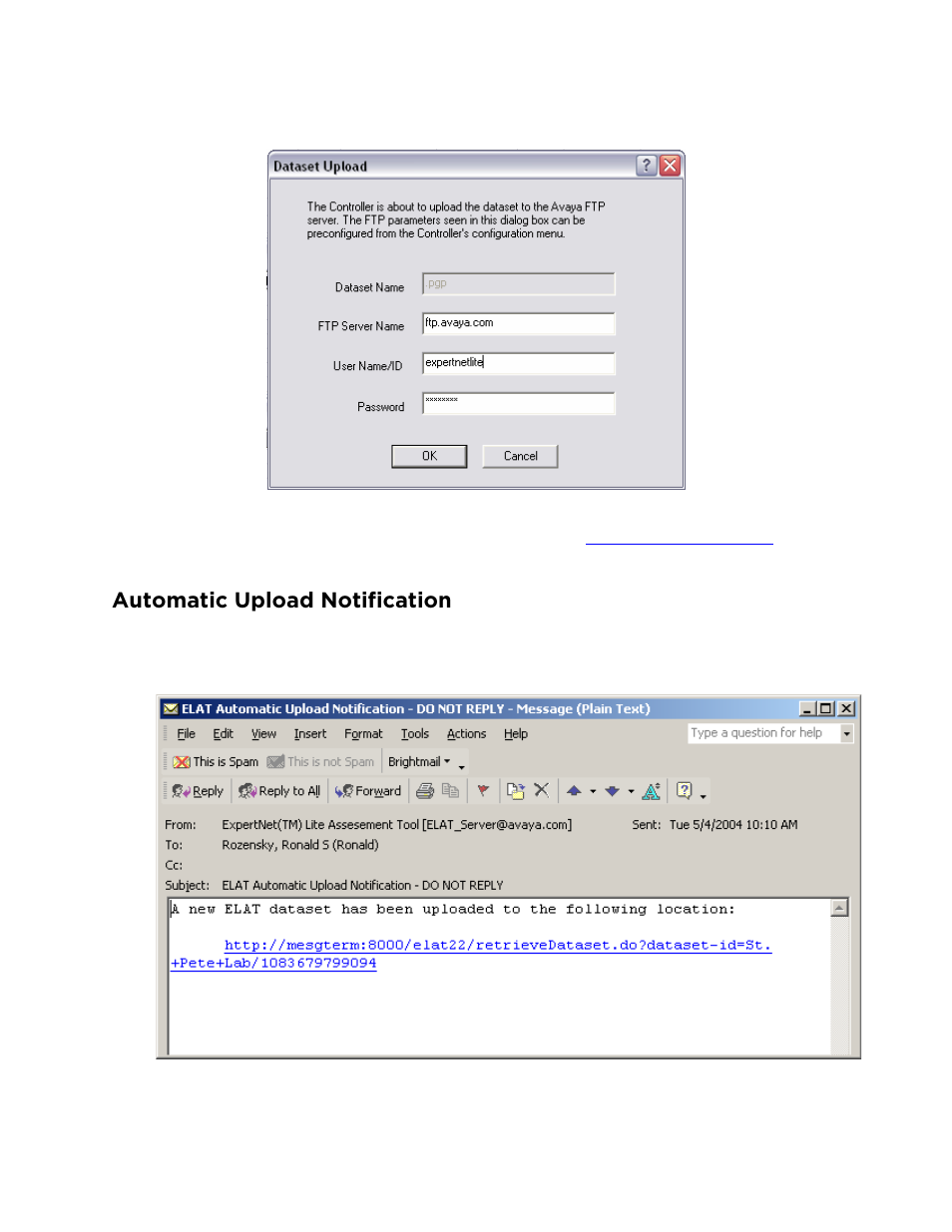 Automatic upload notification | Avaya ExpertNet Lite Assessment Tool ELAT User Manual | Page 27 / 47