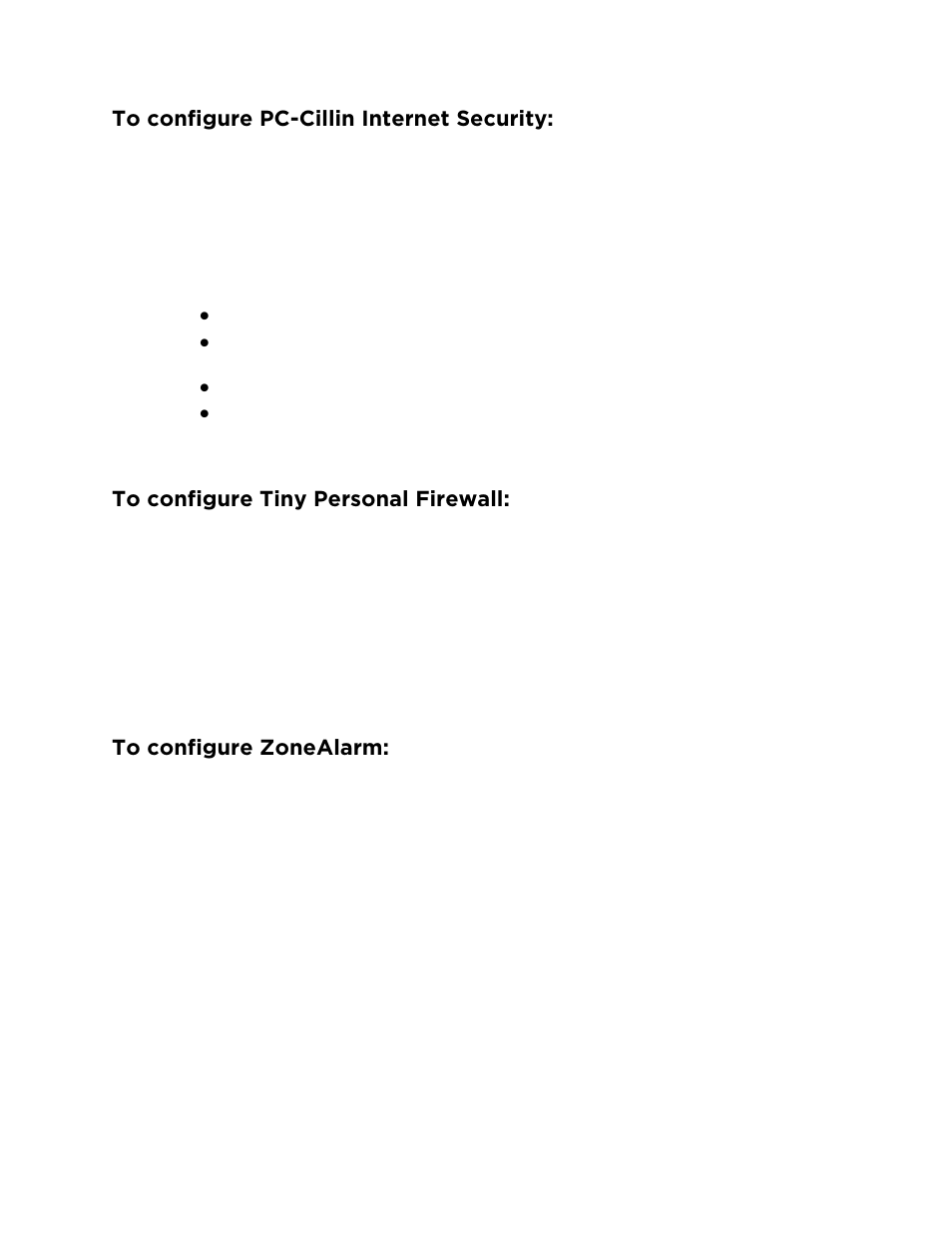 To configure pc-cillin internet security, To configure tiny personal firewall, To configure zonealarm | Avaya ExpertNet Lite Assessment Tool ELAT User Manual | Page 44 / 47