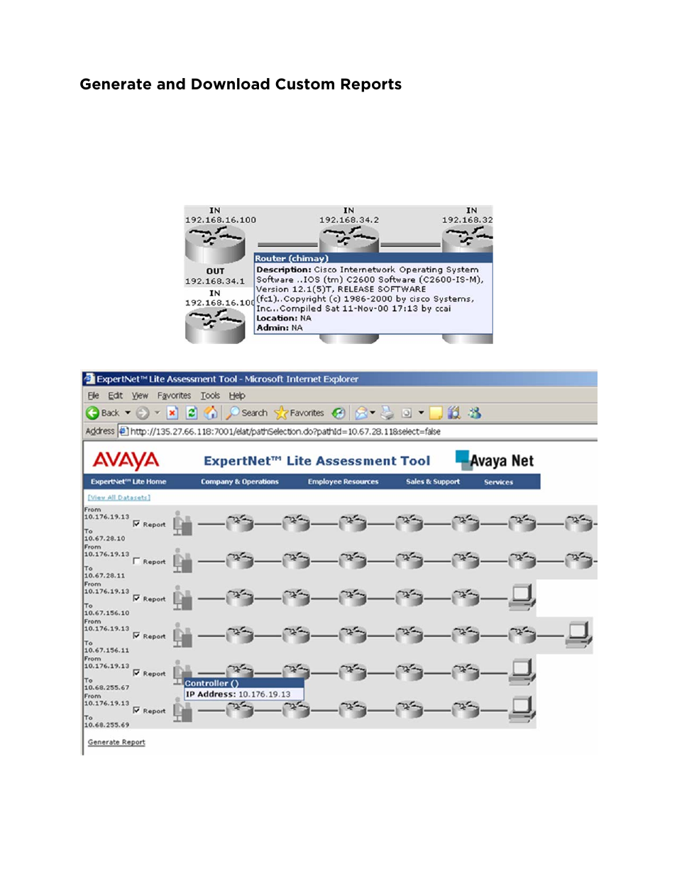 Generate and download custom reports | Avaya ExpertNet Lite Assessment Tool ELAT User Manual | Page 46 / 47