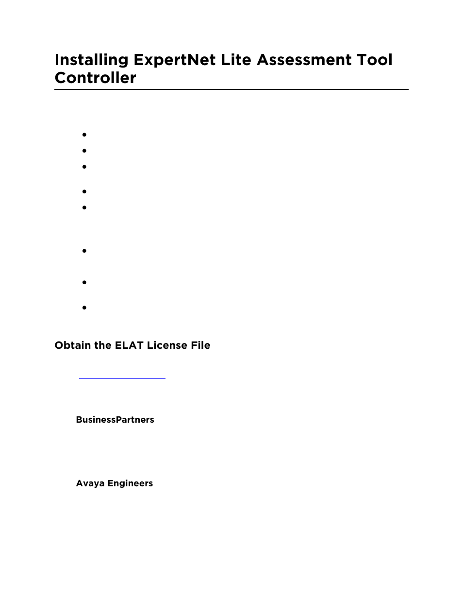 Obtain the elat license file, Businesspartners, Avaya engineers | Avaya ExpertNet Lite Assessment Tool ELAT User Manual | Page 6 / 47