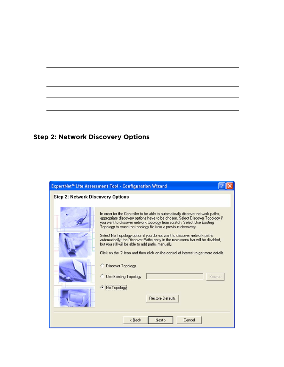 Step 2: network discovery options | Avaya ExpertNet Lite Assessment Tool ELAT User Manual | Page 9 / 47