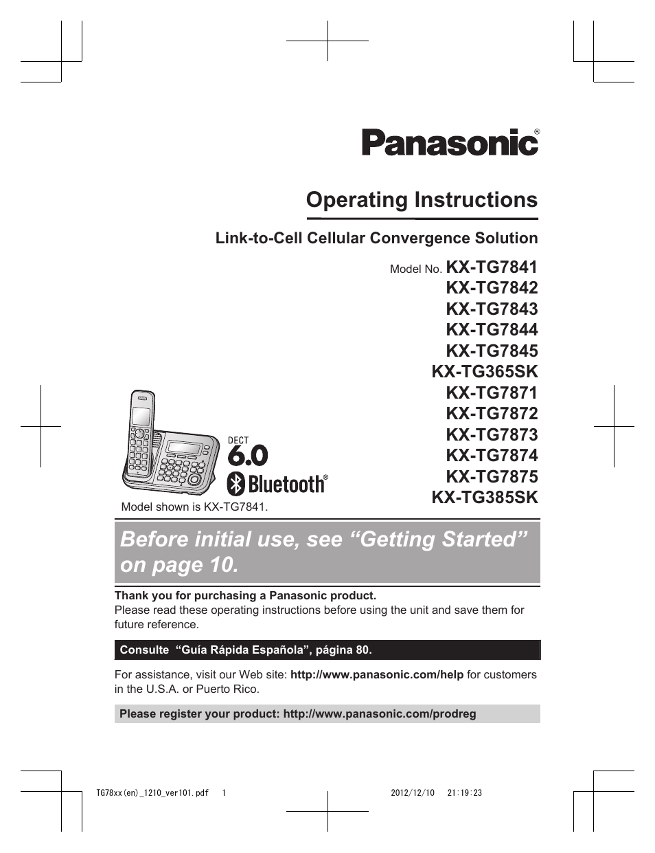 Panasonic KXTG7873 User Manual | 96 pages