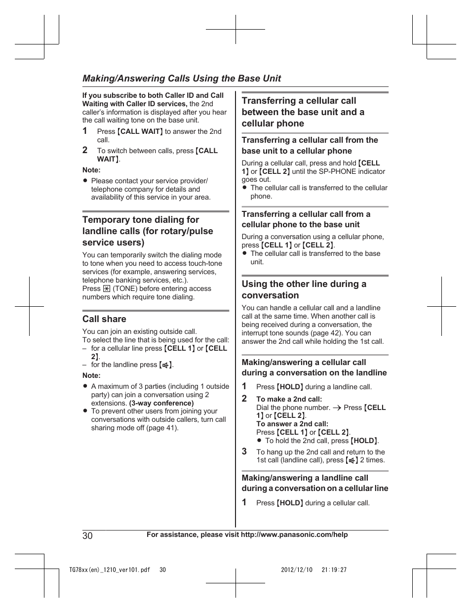 Panasonic KXTG7873 User Manual | Page 30 / 96