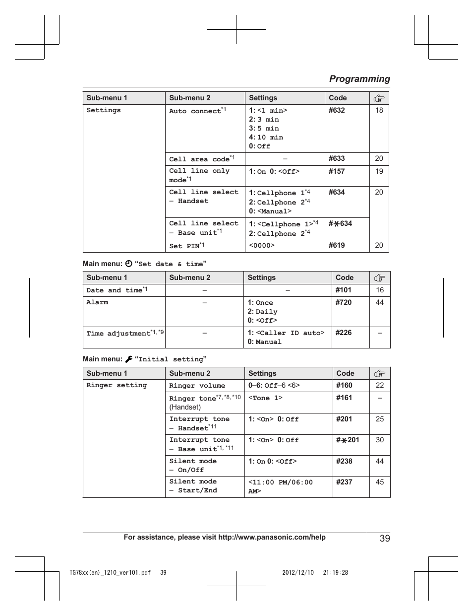 39 programming | Panasonic KXTG7873 User Manual | Page 39 / 96