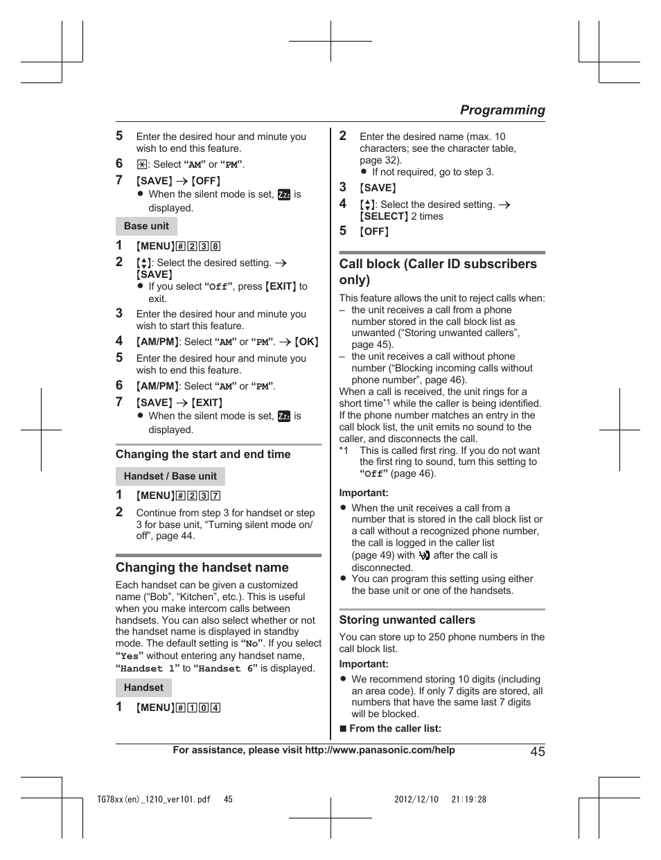 Panasonic KXTG7873 User Manual | Page 45 / 96