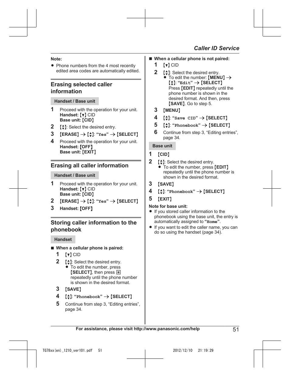 Panasonic KXTG7873 User Manual | Page 51 / 96