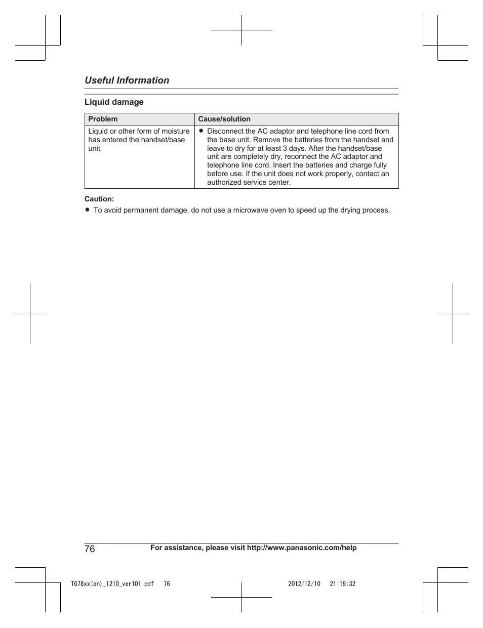 Useful information | Panasonic KXTG7873 User Manual | Page 76 / 96