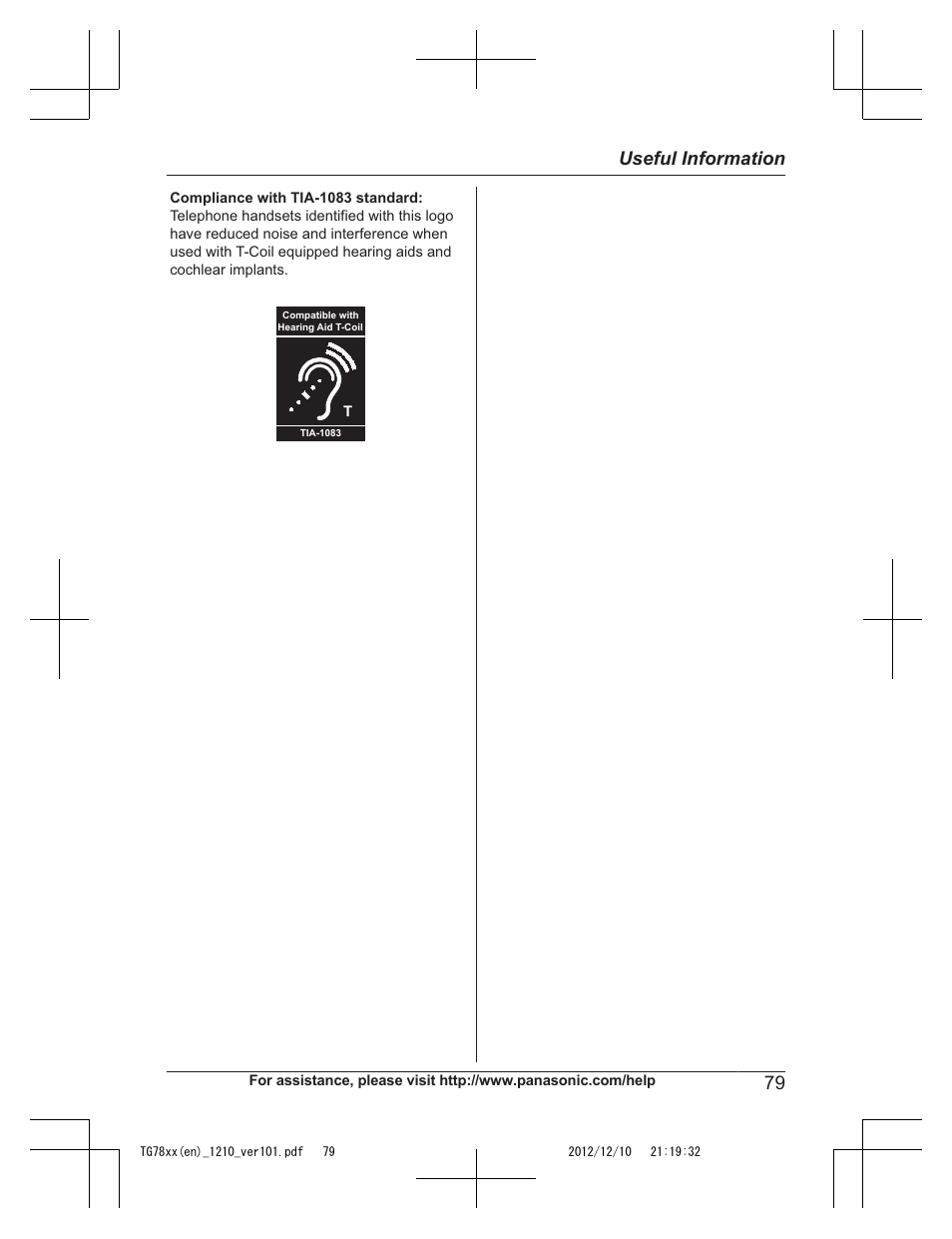 79 useful information | Panasonic KXTG7873 User Manual | Page 79 / 96