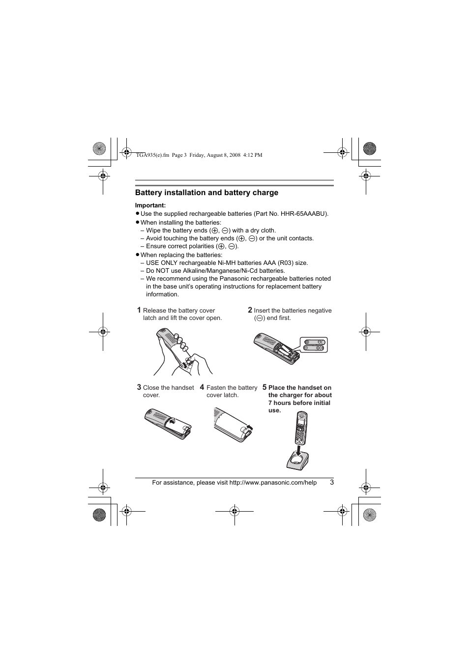 Panasonic KXTGA935 User Manual | Page 3 / 16