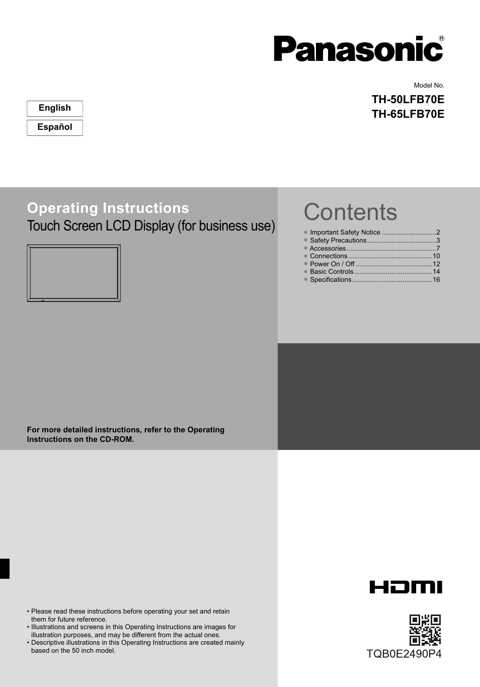 Panasonic TH65LFB70E User Manual | 36 pages