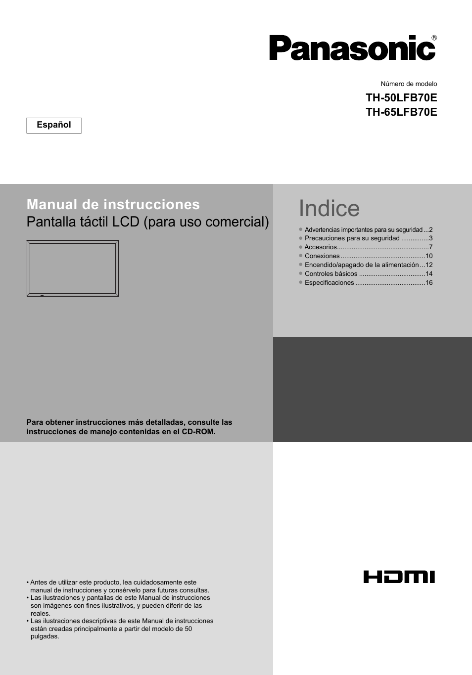 Indice | Panasonic TH65LFB70E User Manual | Page 19 / 36
