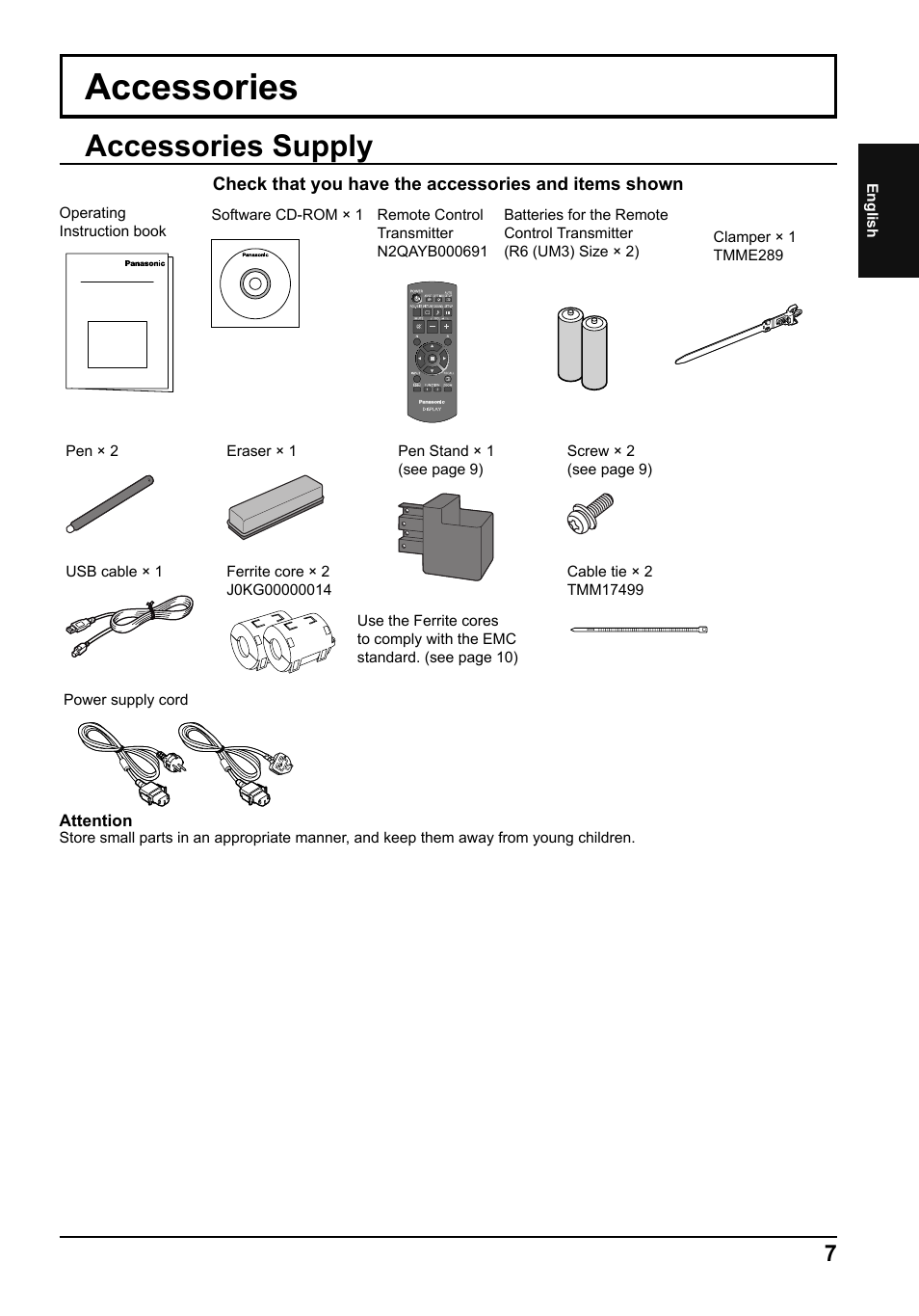 Accessories, Accessories supply | Panasonic TH65LFB70E User Manual | Page 7 / 36