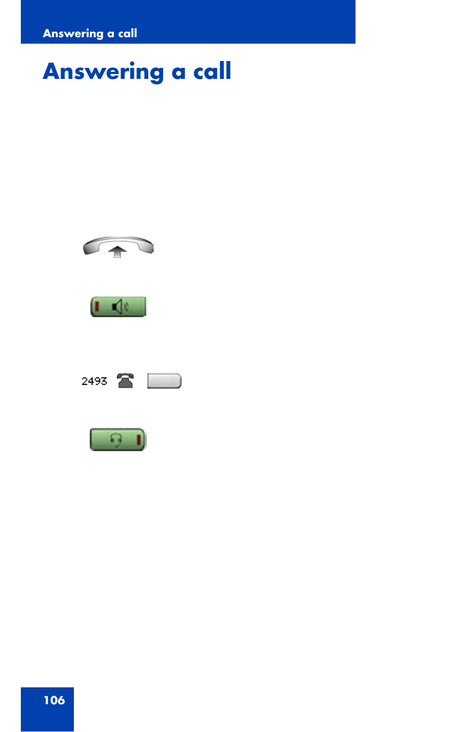 Answering a call | Avaya 1120E User Manual | Page 106 / 214