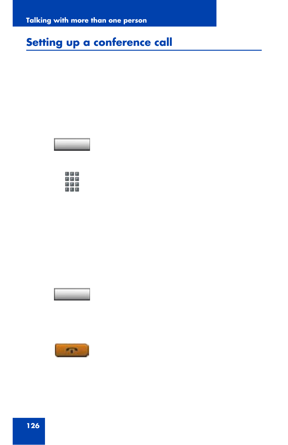 Setting up a conference call | Avaya 1120E User Manual | Page 126 / 214