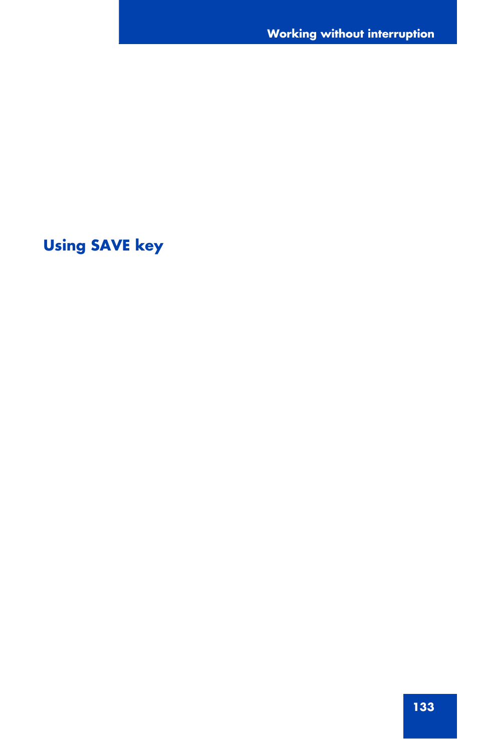 Using save key | Avaya 1120E User Manual | Page 133 / 214