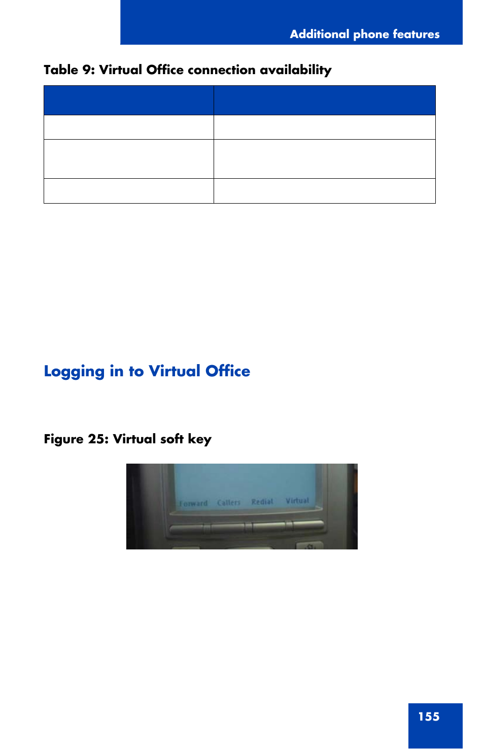 Logging in to virtual office | Avaya 1120E User Manual | Page 155 / 214