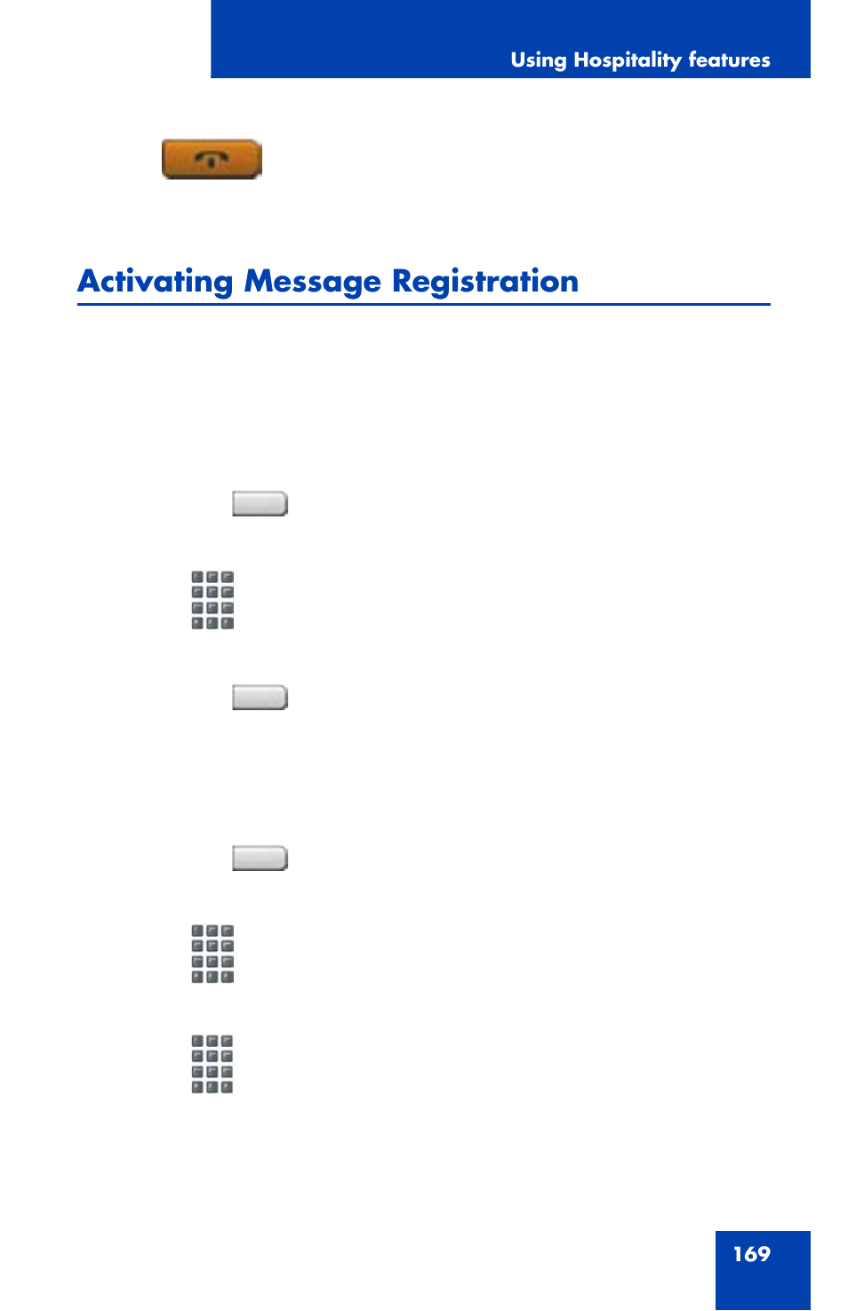 Activating message registration | Avaya 1120E User Manual | Page 169 / 214