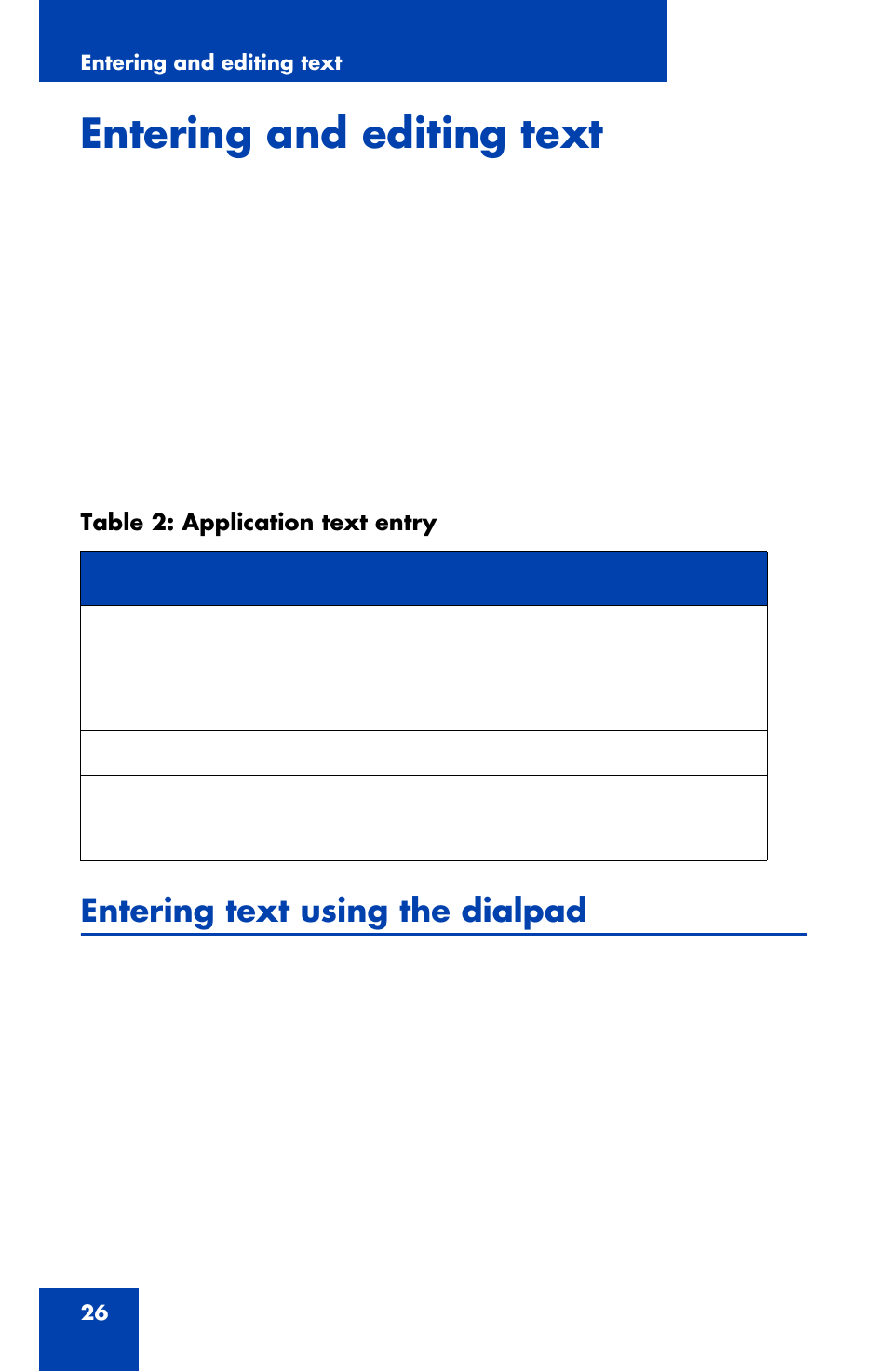 Entering and editing text, Entering text using the dialpad | Avaya 1120E User Manual | Page 26 / 214
