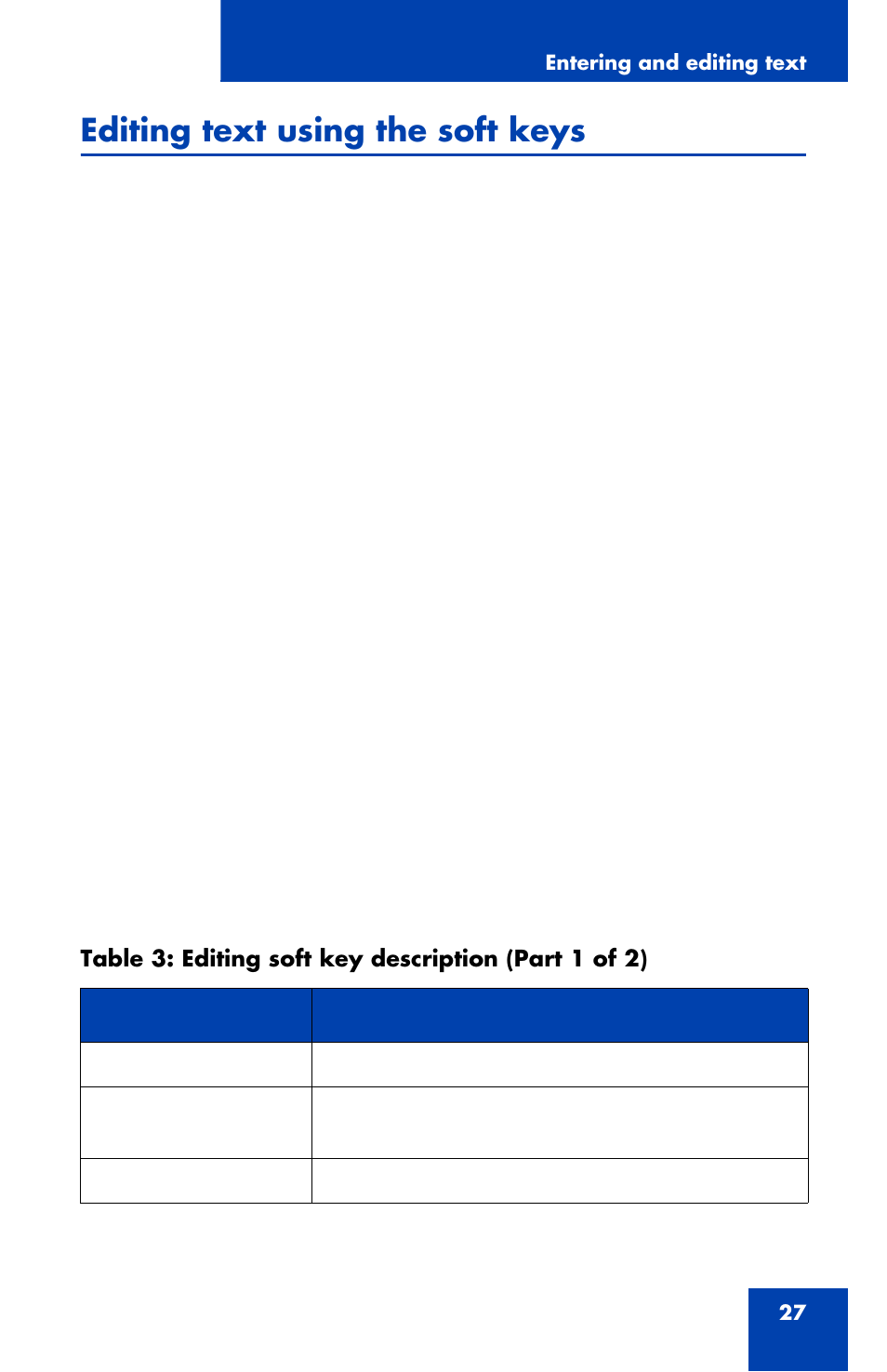 Editing text using the soft keys | Avaya 1120E User Manual | Page 27 / 214