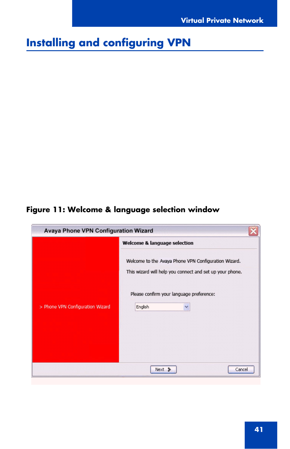 Installing and configuring vpn | Avaya 1120E User Manual | Page 41 / 214