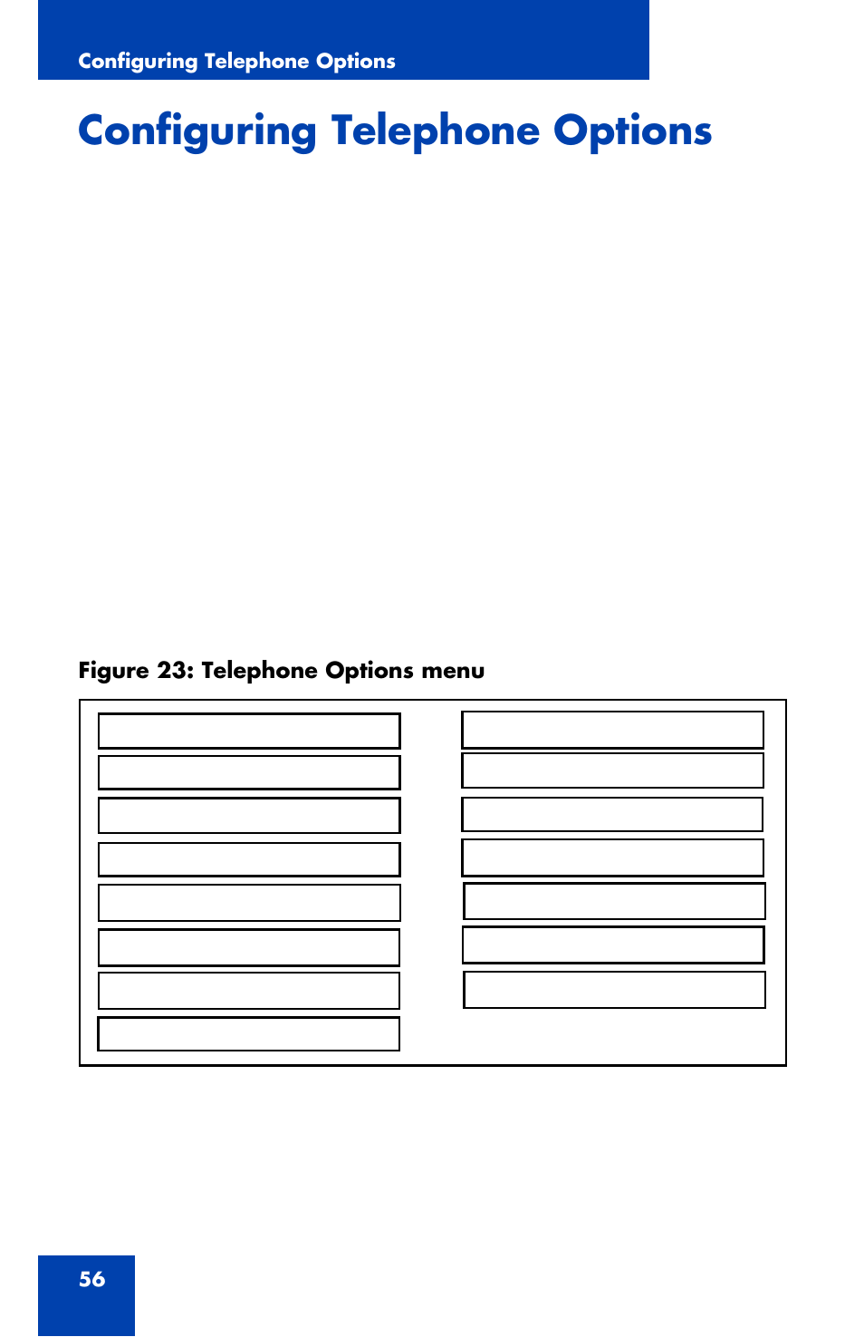 Configuring telephone options | Avaya 1120E User Manual | Page 56 / 214