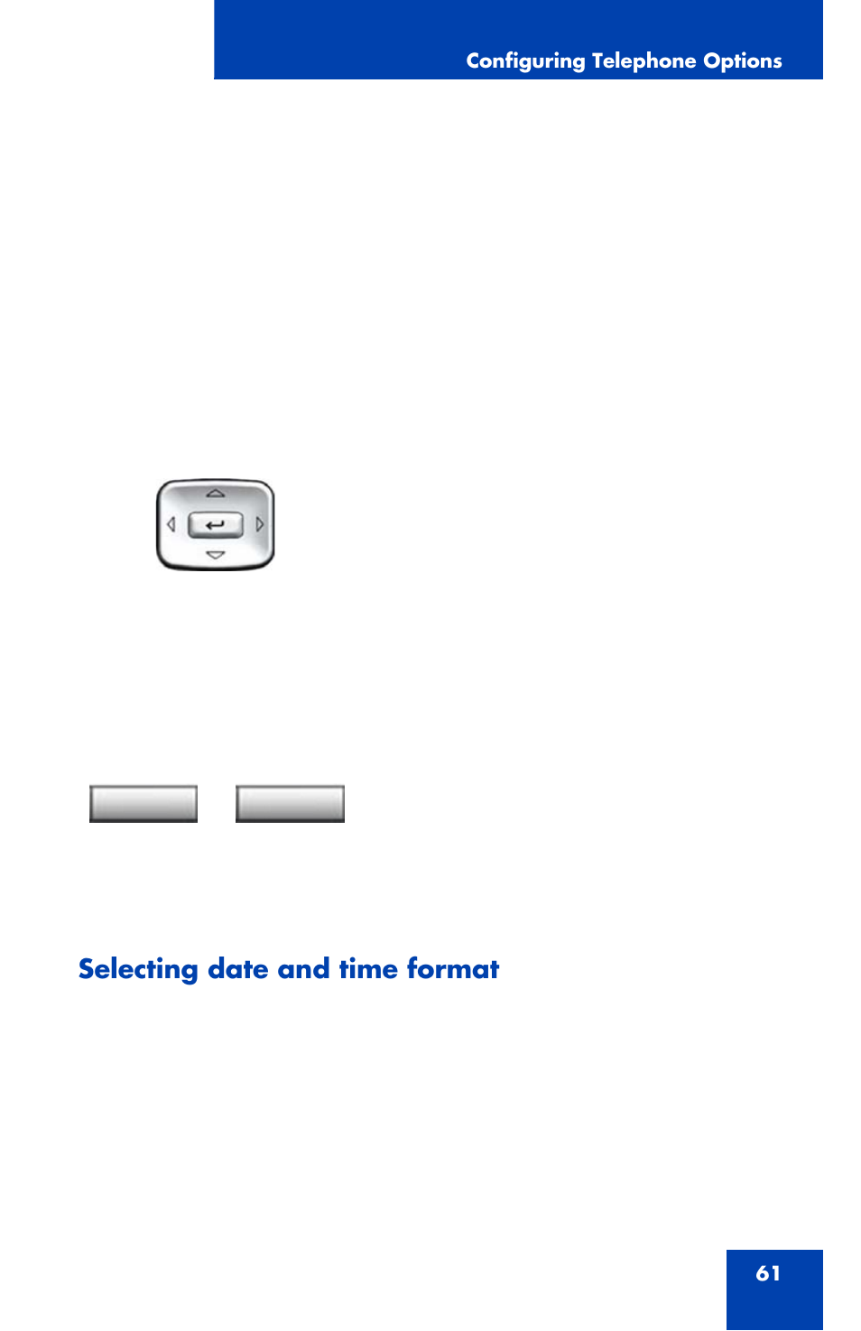 Selecting date and time format | Avaya 1120E User Manual | Page 61 / 214