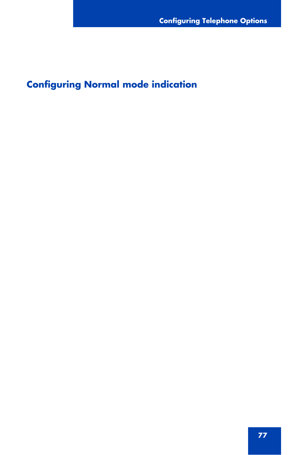 Configuring normal mode indication | Avaya 1120E User Manual | Page 77 / 214