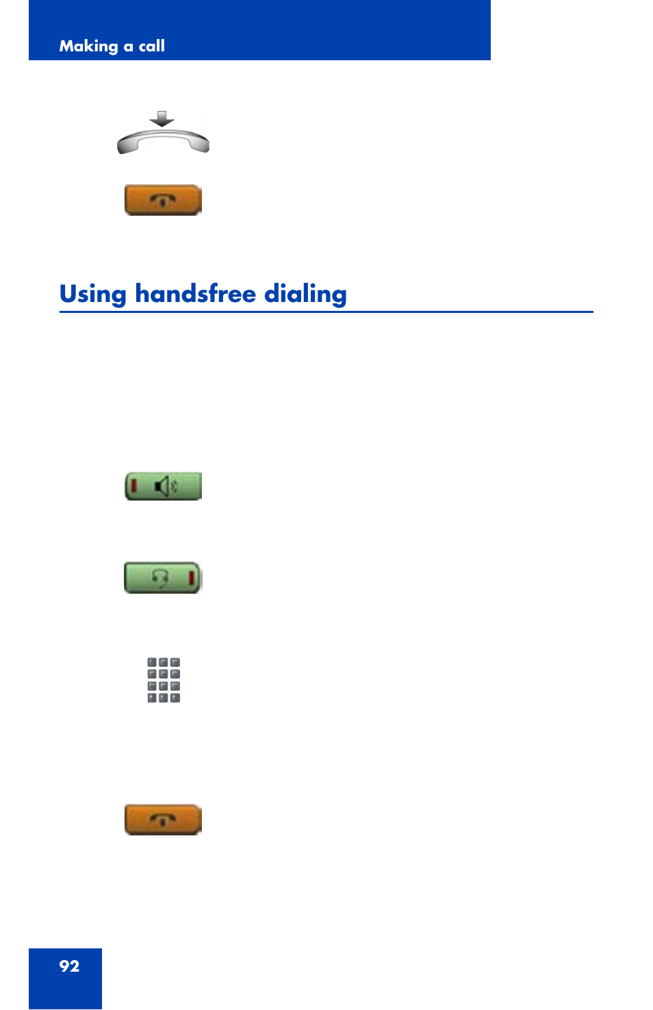 Using handsfree dialing | Avaya 1120E User Manual | Page 92 / 214