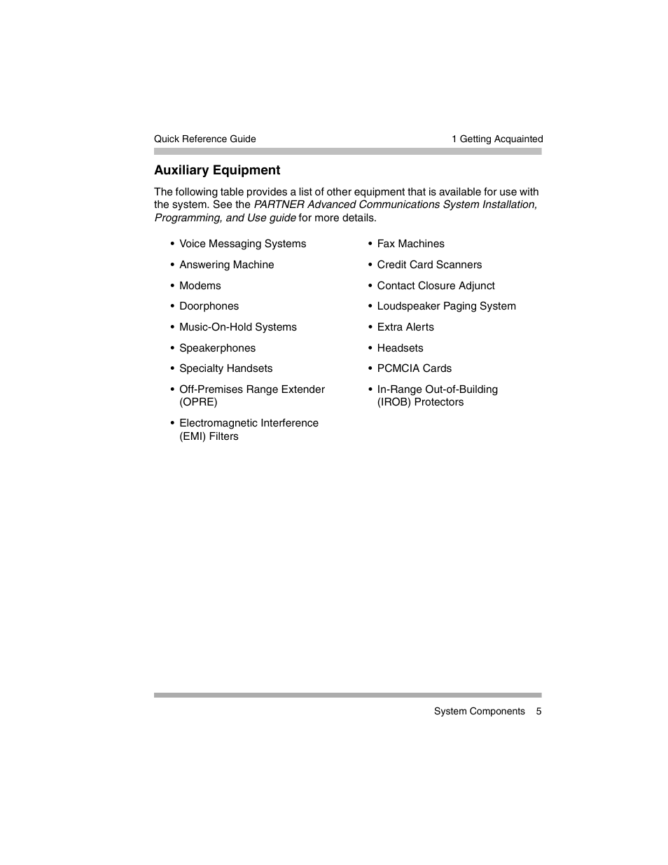 Auxiliary equipment | Avaya PARTNER-18D User Manual | Page 15 / 106