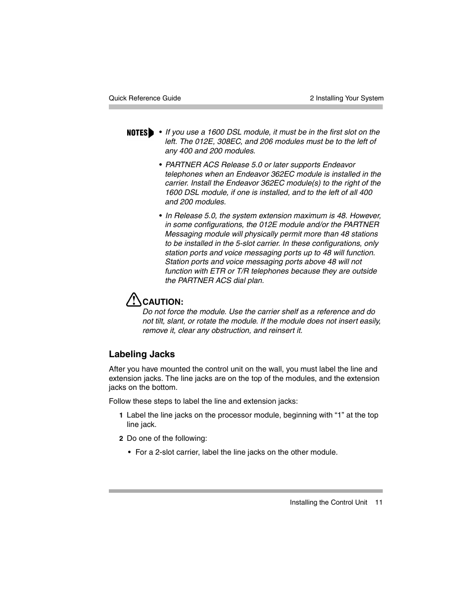 Labeling jacks | Avaya PARTNER-18D User Manual | Page 21 / 106