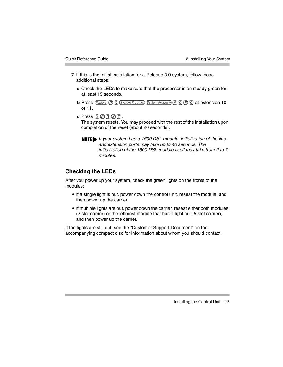 Checking the leds | Avaya PARTNER-18D User Manual | Page 25 / 106