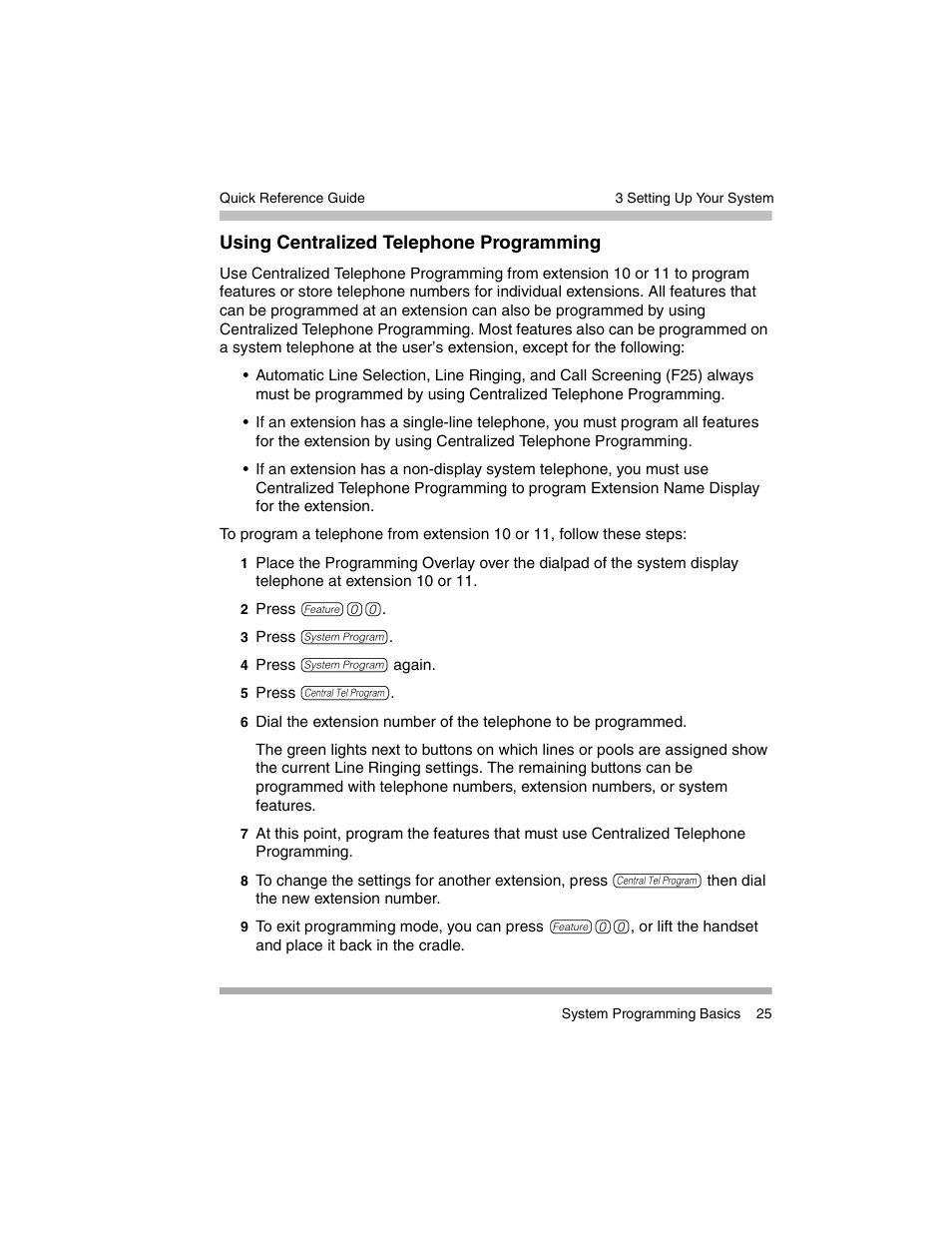 Using centralized telephone programming | Avaya PARTNER-18D User Manual | Page 35 / 106