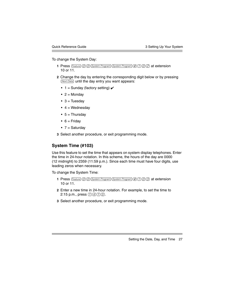 System time (#103) | Avaya PARTNER-18D User Manual | Page 37 / 106